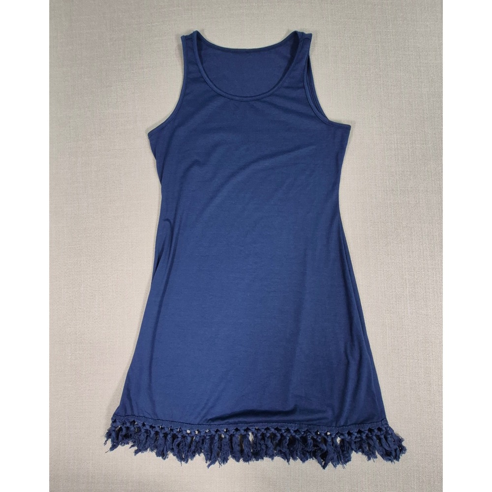 Verdusa Womens Sleeveless Fringe Hem Tassel Tank Dress Navy Blue Size Small NWT